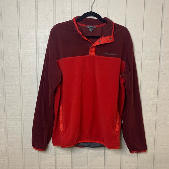 Eddie Bauer Quest Fleece Snap Mock-Neck, size large.